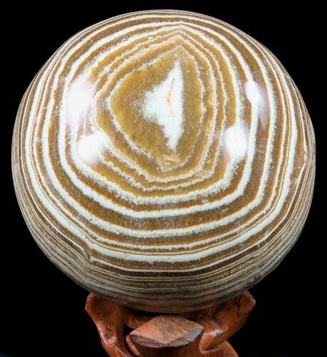 Polished, Banded Aragonite Sphere - Morocco #56992
